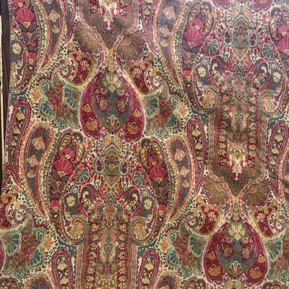 POTTERY BARN ROSALIE PAISLEY Full Queen Duvet Cover Red Gold Green Boho 84